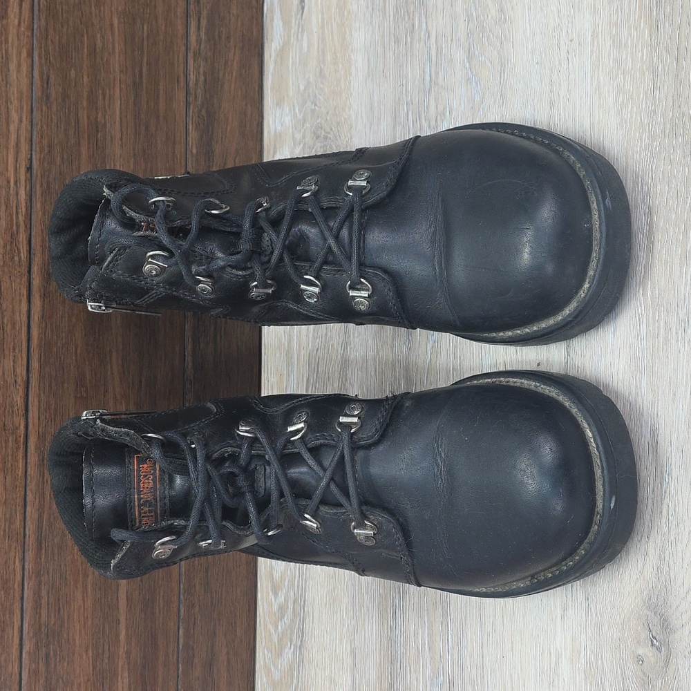 VNTG 90s/Y2K Harley-Davidson Women Leather Ankle LaceUp Riding Moto Boots SZ 10 - Picture 5 of 16